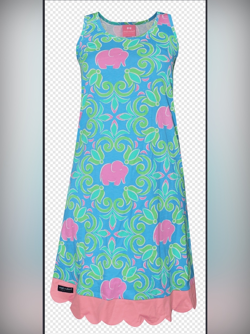Simply Southern Blue Dress with Pink Elephant Print